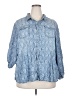 Catherines 100% Lyocell Paisley Blue 3/4 Sleeve Button-Down Shirt Size 2X - photo 1