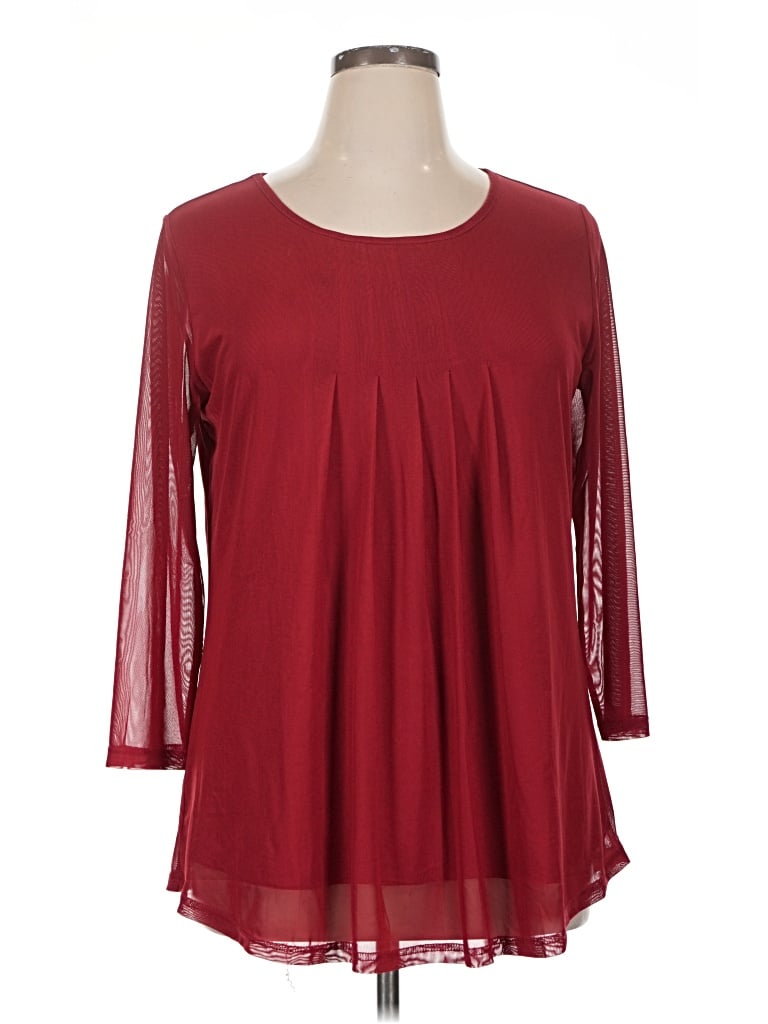 Pre-owned Assorted Brands 3/4 Sleeve Blouse In Burgundy