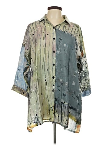 Unbranded 3/4 Sleeve Button-Down Shirt (view 1)