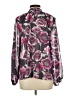 Worthington 100% Polyester Floral Gray Long Sleeve Blouse Size L - photo 2