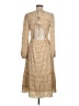 Lush 100% Polyester Paisley Tan Gold Casual Dress Size M - photo 2