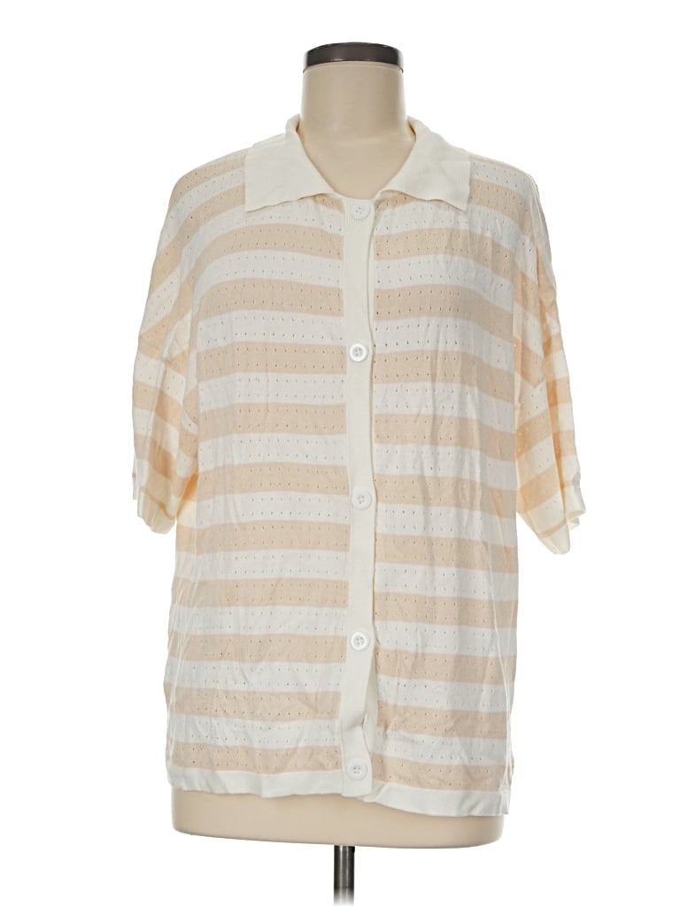 Pre-owned Prettygarden Short Sleeve Blouse In Tan