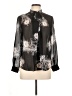 iris 100% Silk Black Long Sleeve Silk Top Size 10 - photo 1