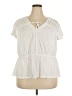 Lane Bryant Solid White Ivory Short Sleeve Blouse Size 22 - 24 Plus - photo 1