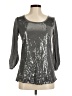 Bozzolo Metallic Silver 3/4 Sleeve Top Size M - photo 1