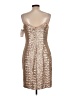 MIKAEL AGHAL 100% Polyester Metallic Tan Gold Cocktail Dress Size 10 - photo 2