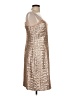 MIKAEL AGHAL 100% Polyester Metallic Tan Gold Cocktail Dress Size 10 - photo 4