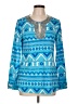 INC International Concepts Blue Long Sleeve Blouse Size Lg Petite - photo 1