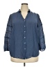 Como Blu Blue 3/4 Sleeve Button-Down Shirt Size 2X - photo 1