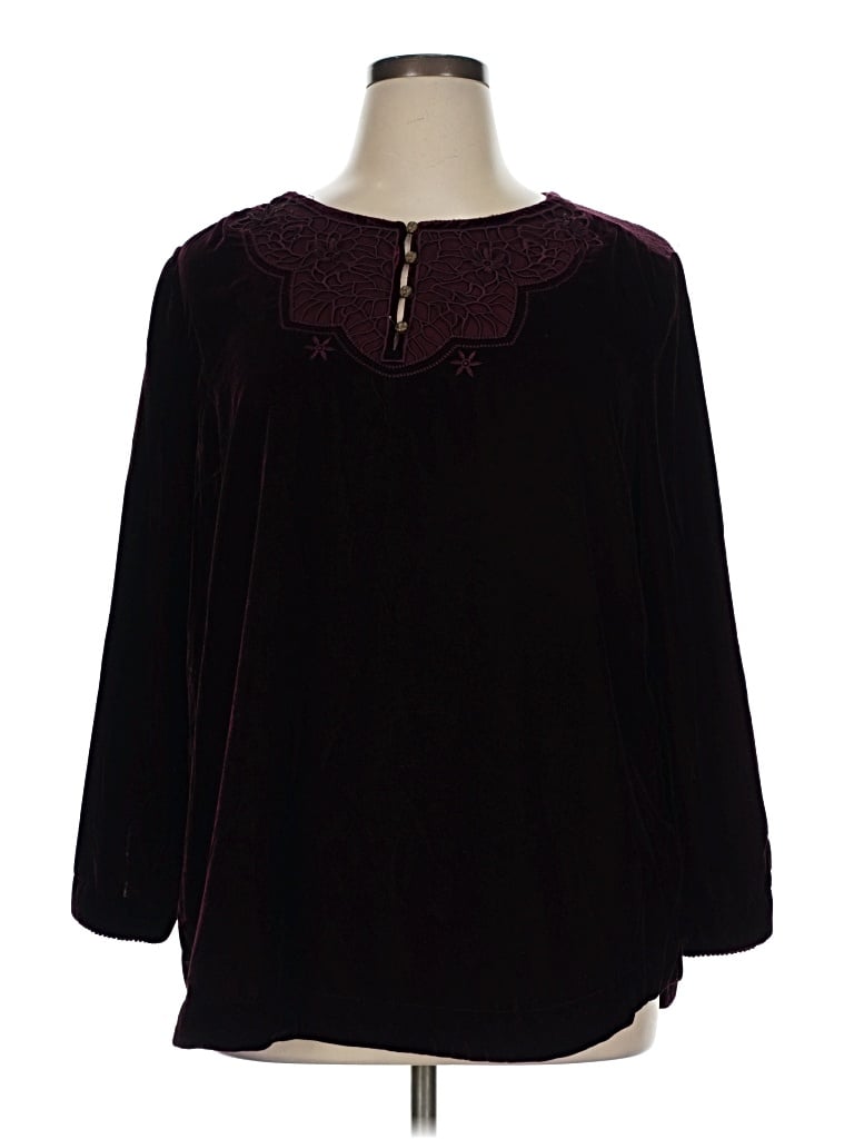 Pre-owned Soft Surroundings 3/4 Sleeve Blouse In Burgundy