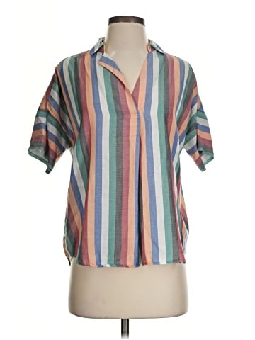 Madewell Courier Button-Back Shirt in Festival Stripe (view 1)
