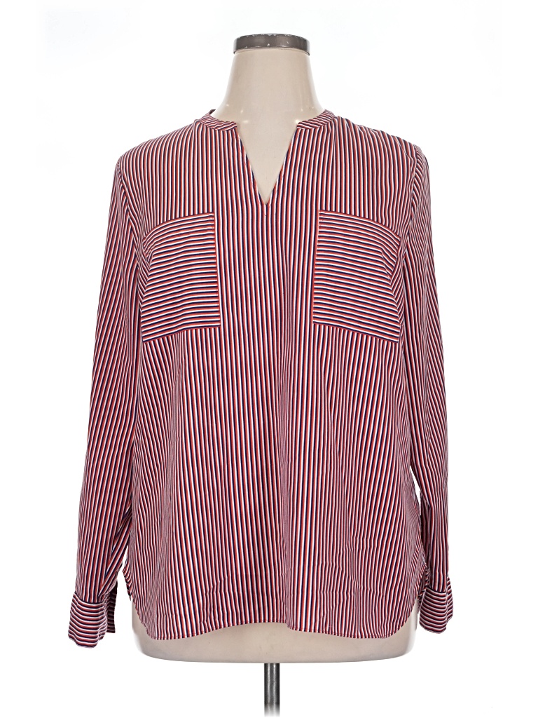 Pre-owned Cabi Long Sleeve Blouse In Burgundy