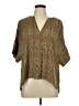 Worthington Animal Print Brown Short Sleeve Blouse Size L - photo 1