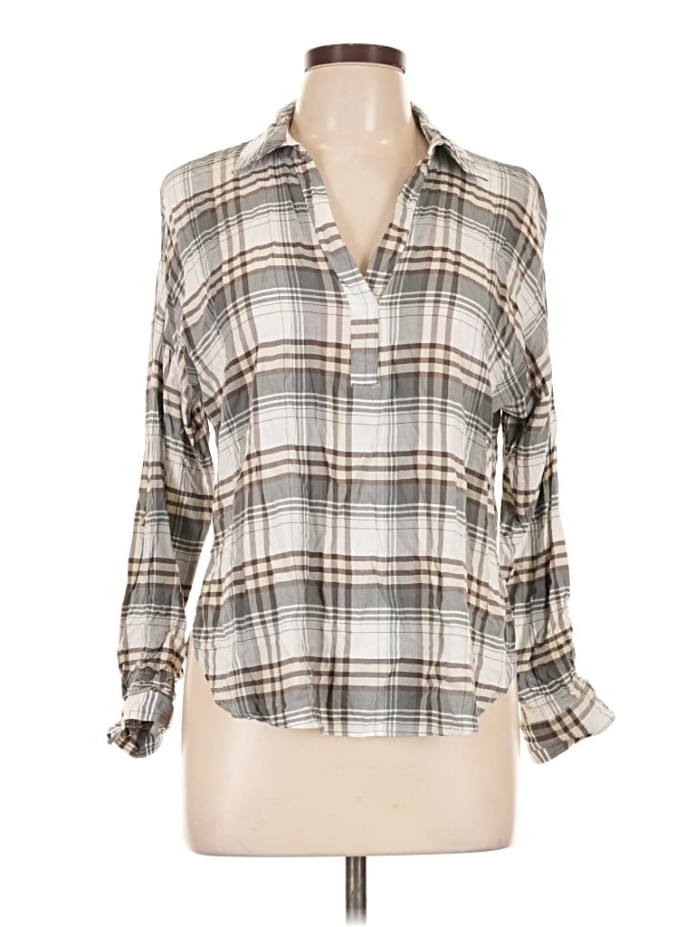 Pre-owned Blu Pepper 3/4 Sleeve Blouse In Tan