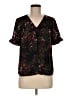 CeCe Floral Black Short Sleeve Blouse Size M (petite) - photo 1