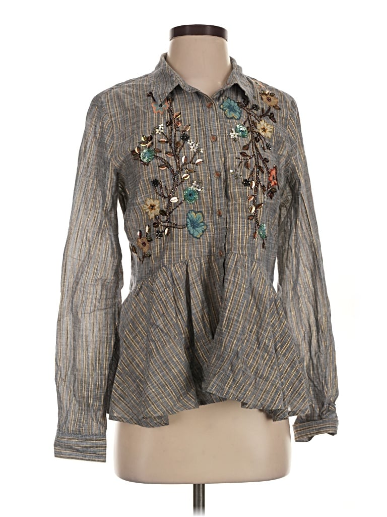 Pre-owned Hd In Paris Long Sleeve Blouse In Gray