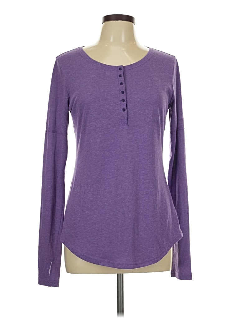 Pre-owned Lucy Long Sleeve Henley Shirt In Purple
