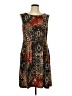 Connected Apparel Print Brown Casual Dress Size 12 - photo 1