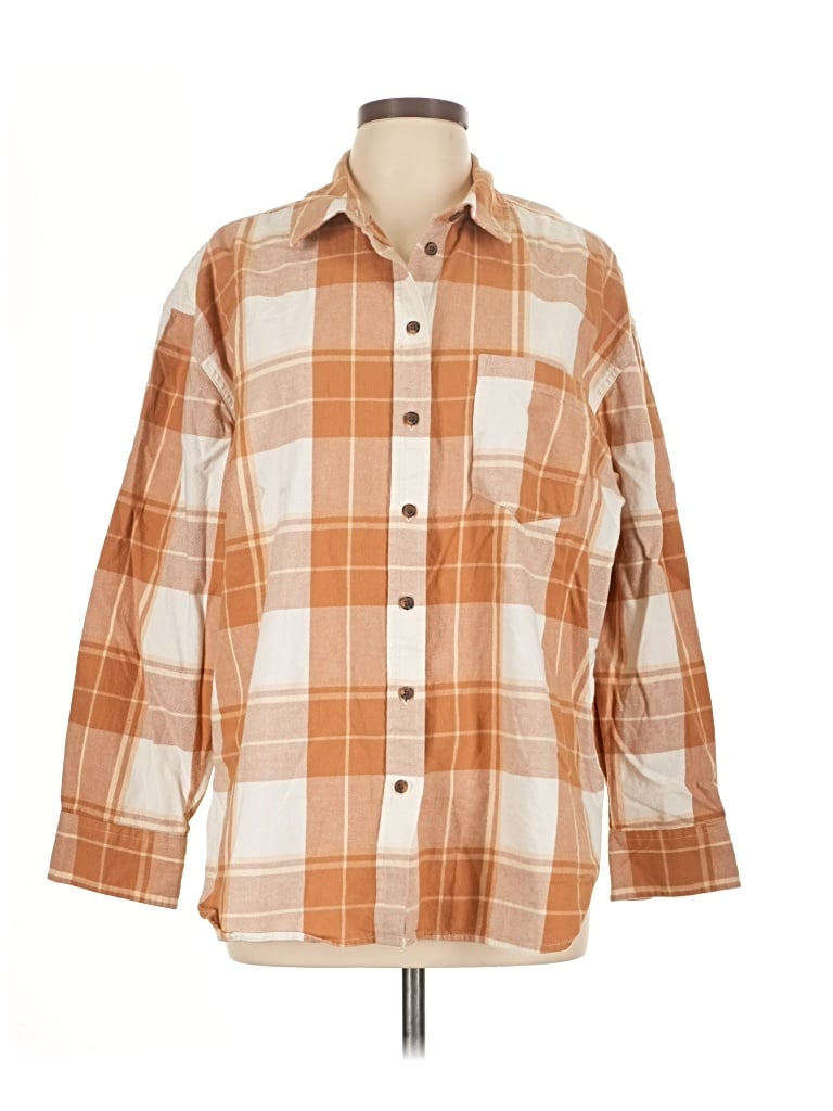 Pre-owned Universal Thread Long Sleeve Button Down Shirt In Orange