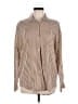 Tracy M. 100% Silk Stripes Brown Long Sleeve Silk Top Size M - photo 1