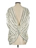 Final Touch 100% Rayon Stripes Ivory Short Sleeve Blouse Size S - photo 2