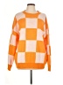 Shein 100% Acrylic Checkered-gingham Orange Pullover Sweater Size L - photo 1