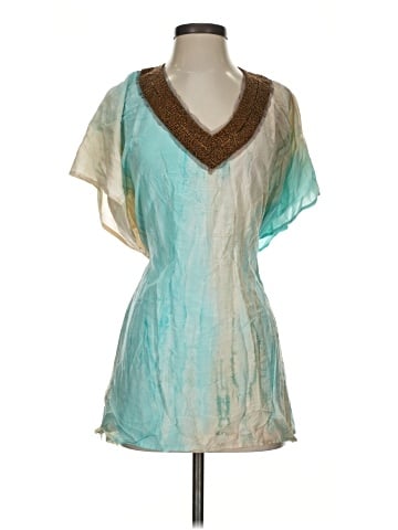 Blue Saks Fifth Avenue Short Sleeve Blouse (view 1)