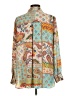 Rose + Olive 100% Polyester Paisley Teal Long Sleeve Blouse Size L - photo 2