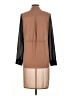french corner 100% Polyester Color Block Brown 3/4 Sleeve Blouse Size L - photo 2