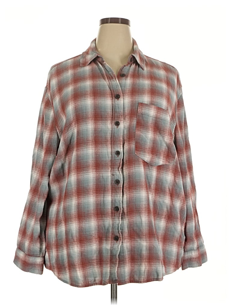 Pre-owned Wild Fable 3/4 Sleeve Button Down Shirt In Gray