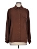 Pleione 100% Polyester Solid Brown Long Sleeve Blouse Size L - photo 1