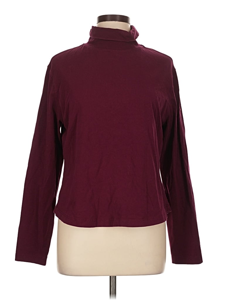 Pre-owned Façonnable Long Sleeve Top Burgundy Turtleneck Tops