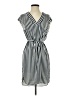 H&M 100% Polyester Stripes Gray Casual Dress Size 2 - photo 1