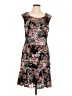 Connected Apparel 100% Polyester Floral Brown Casual Dress Size 12 - photo 1