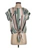 Shein Stripes Green Short Sleeve Blouse Size S - photo 1