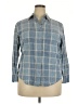 Lemon Grass 100% Cotton Plaid Blue 3/4 Sleeve Button-Down Shirt Size 18 - photo 1