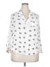 Torrid 100% Rayon Print White 3/4 Sleeve Button-Down Shirt Size 2X Plus (2) - photo 1