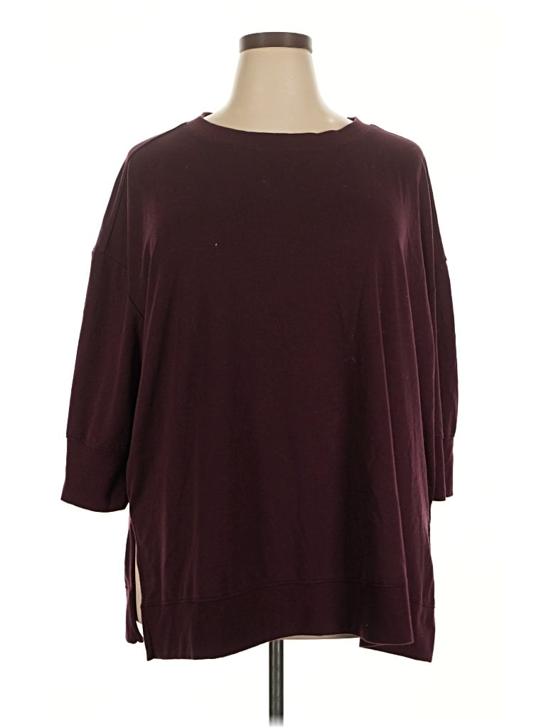 Pre-owned Terra & Sky Pullover Sweater In Burgundy