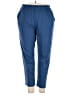 Woman Within Solid Blue Track Pants Size 22 (1X) - photo 1