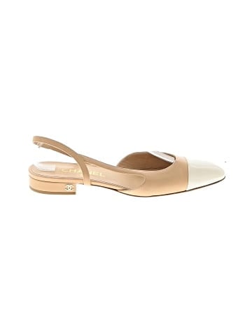Chanel Beige/White Leather and Patent Slingback D'orsay Flats  (view 1)