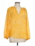 MICHAEL Michael Kors 100% Polyester Yellow 3/4 Sleeve Blouse Size L - photo 1