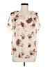 DR2 Floral Ivory Short Sleeve Blouse Size M - photo 1