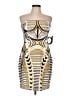 Boston Proper Graphic Gold Cocktail Dress Size 12 - photo 1
