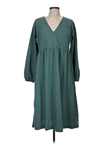 Madewell Long-Sleeve V-Neck Crossover Dress (view 1)