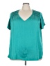 Lane Bryant 100% Polyester Teal Short Sleeve Blouse Size 22 - 24 Plus - photo 1