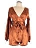Pink Lily 100% Polyester Brown Romper Size L - photo 1