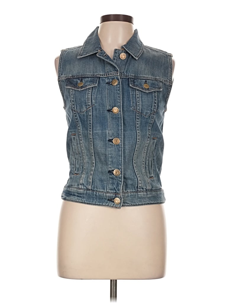 Pre-owned Jcrew Denim Vest In Blue