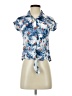 Self Esteem Floral Blue Short Sleeve Blouse Size S - photo 1