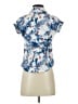Self Esteem Floral Blue Short Sleeve Blouse Size S - photo 2