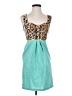 Roberta Oaks Animal Print Teal Cocktail Dress Size XS - photo 1